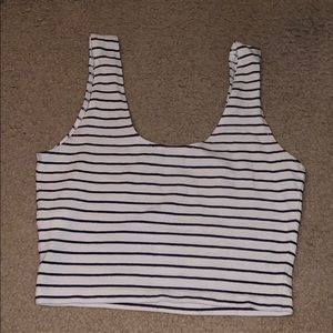 black and white striped crop tank